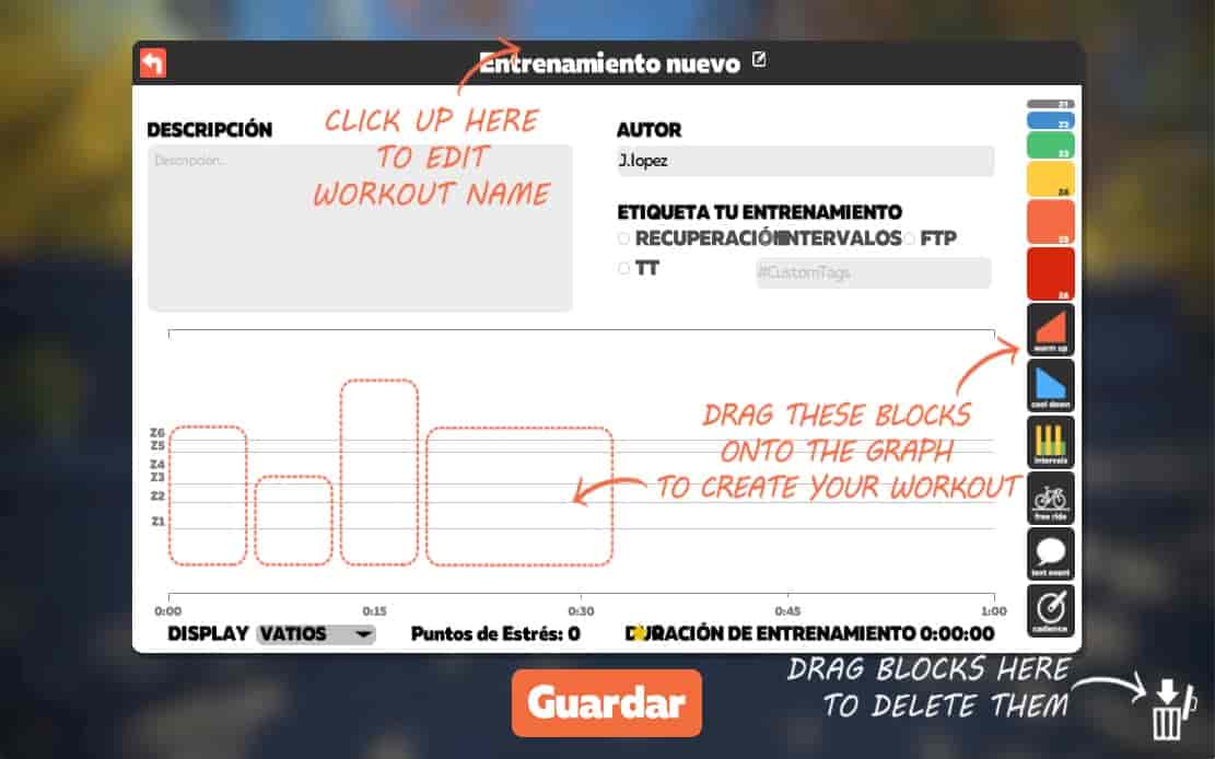 Elige el bloque para tu sesión de entrenamiento en zwift